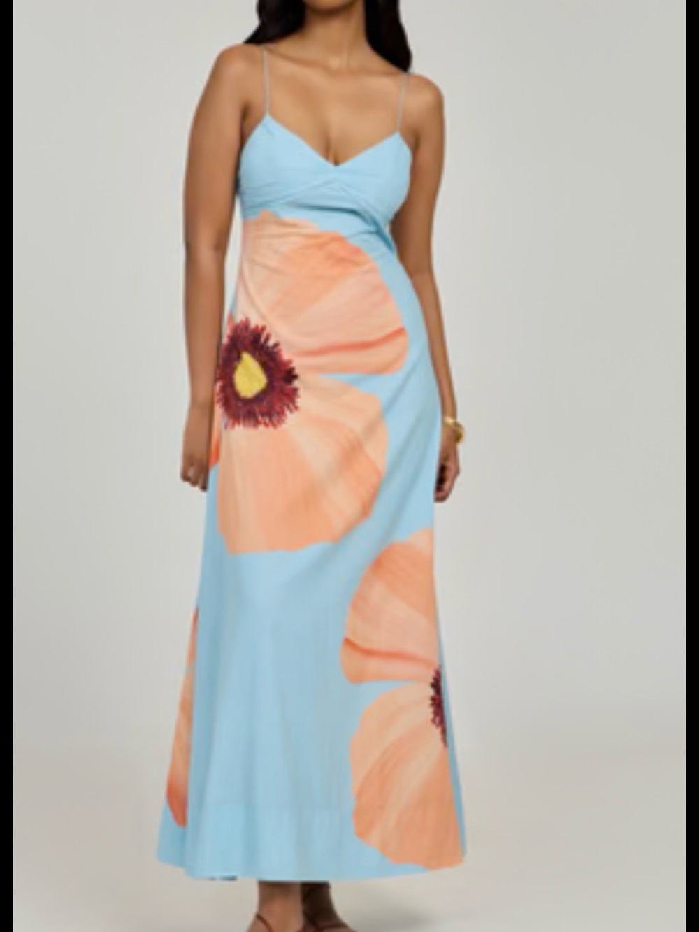Anthopology summer away  Spaghetti-Strap Floral Maxi Dress in Light Blue